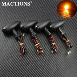 2Pcs/4Pcs Motorcycle Universal Bullet Turn Signals Indicator Light Lamp Black For Harley Sportster XL Bobber Mini Chopper Custom