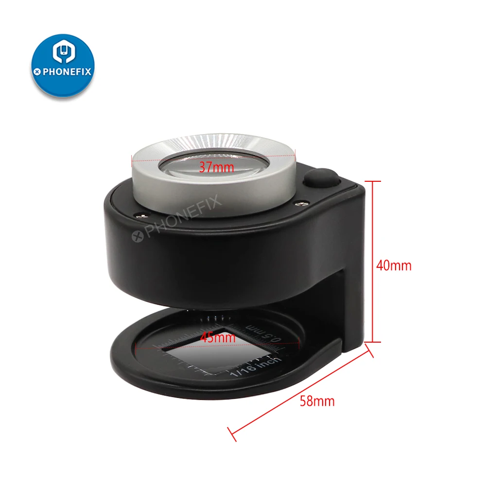 Lupa de cristal óptico LED de mano, lupa de joyería con luz LED, lámpara iluminada UV, 30X