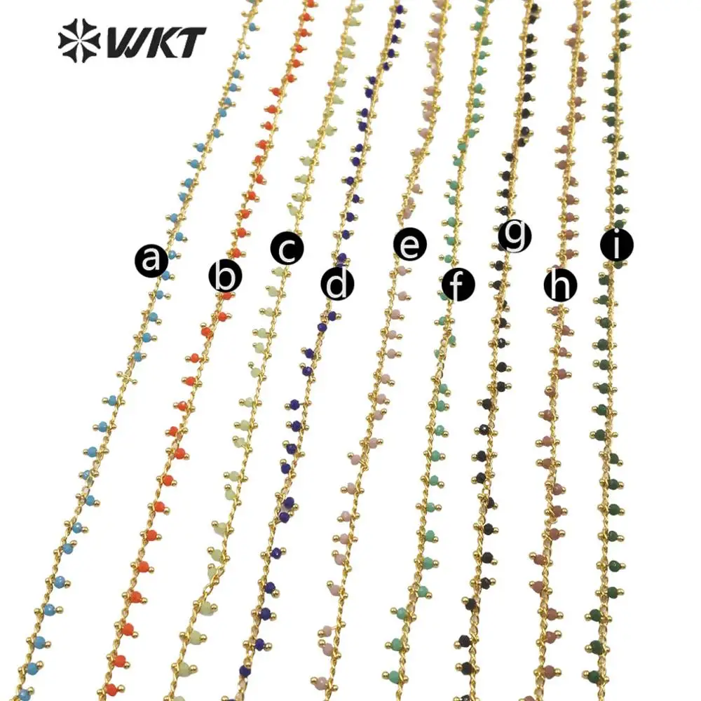 WT-N1202 collar hecho a mano a la moda para mujer con cuentas de Rosario de 3mm resistente al deslustre joyería encantadora galvanizada en oro