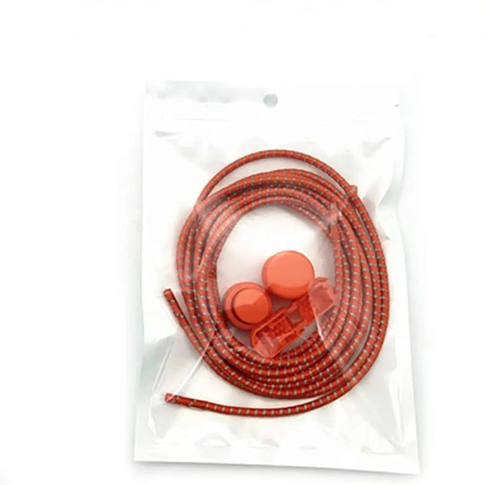 1Pair Colored Dots Round Shoelaces Elastic Plastic Lock Hiking Sport No Tie Shoelace Adult Children Shoe Accessories Rubber Band
