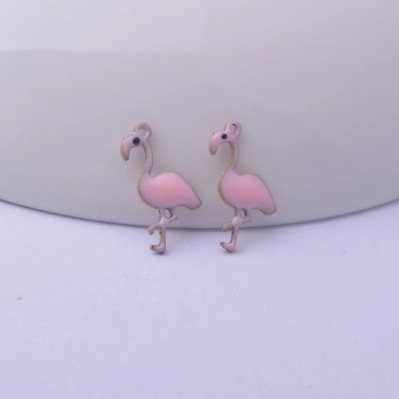 30 Stück 8*14mm beidseitig emaillierte Flamingo-Anhänger, kleine Vogel-Tier-Anhänger aus Kupfer, Schmuck – Detail 10