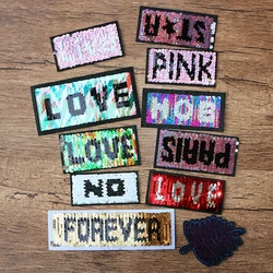 Laser Colorful Live Love Star Letters Sequins Icon Embroidered Applique Patches For Clothes DIY Iron on Badges on the Backpack