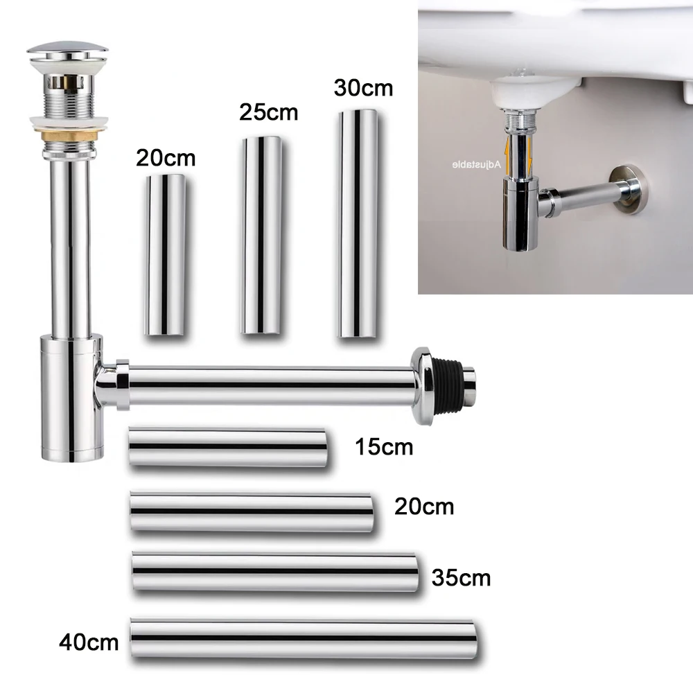 12 Sizes Customize Basin Bottle Trap Drain Set Hose Chrome Bathroom Sink Pop Up Filter Stopper Custom Made Washbasin Siphon Hose