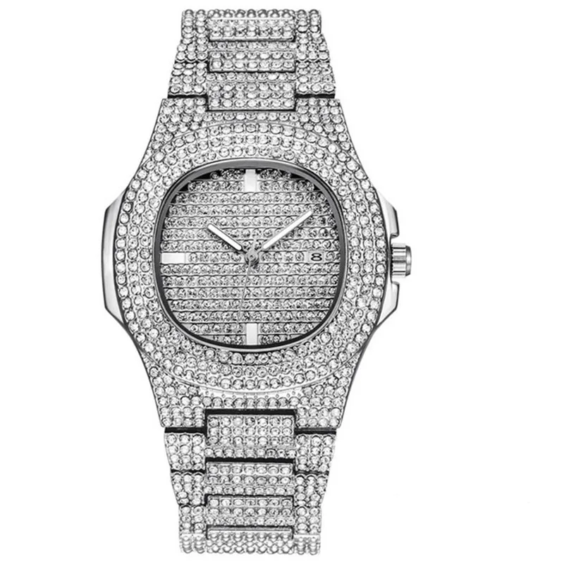 Watches for Men\'s Iced Out Diamond Watch Quartz Rhinestone Cuban Watches Hiphop Rock Watches Clock Gifts Wholesale Relogio Reloj