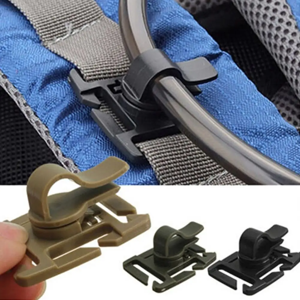 2Pcs Drink Tube Clip Water Pipe Hose Clamp Backpack Webbing Buckle Outdoor Camp Web Hydration Bladder