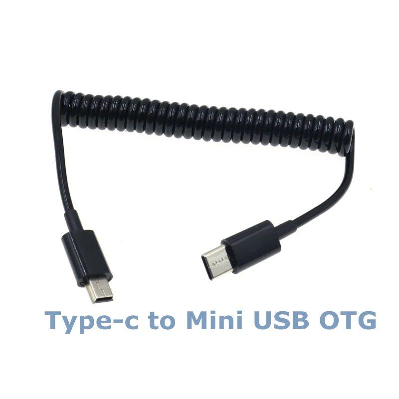 Tipo retrátil c da mola do carro para micro mini cabo otg usb apropriado para samsung xiaomi huawei cabo de carregamento cabo de dados led