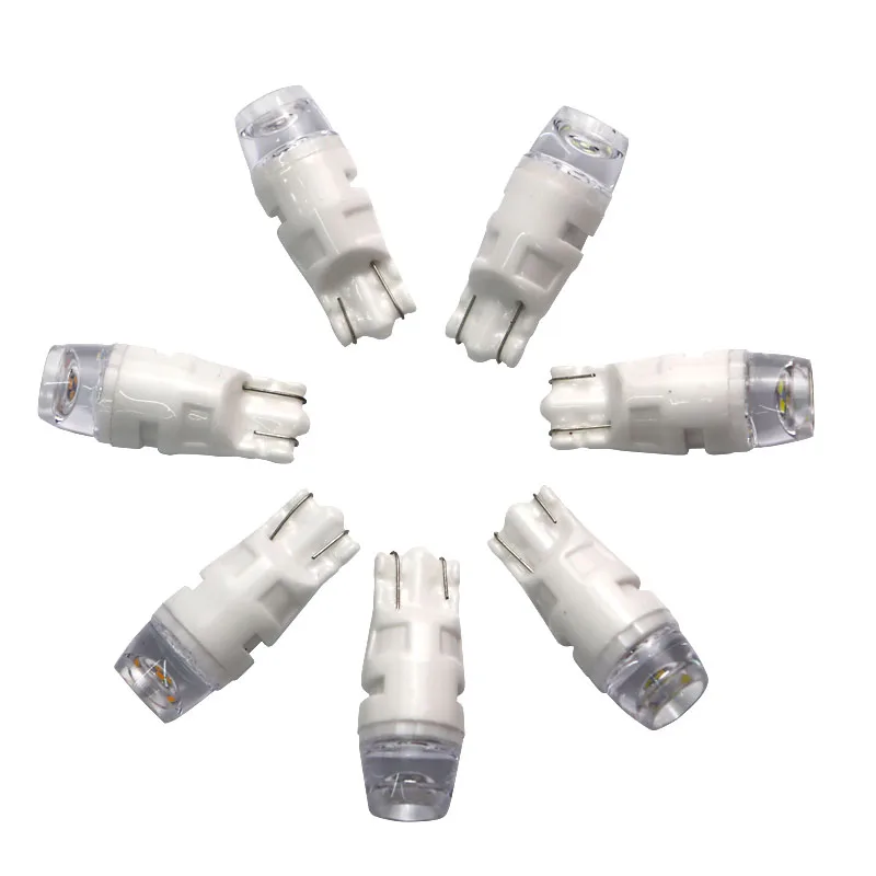 100pcs T10 ceramics 0.5W 501 168 192 LED W5W concave 3 SMD 2835 LED Wedge Side License Plate Light Lamp Car Styling 12V white