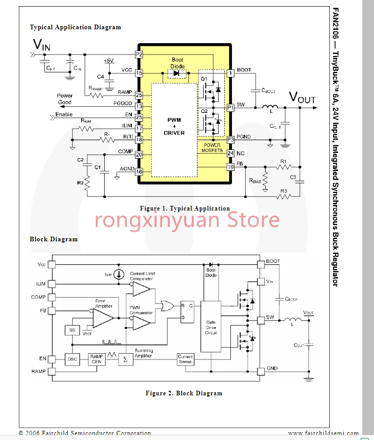 FAN2106MPX 마킹: 2106MP FAN2106MP FAN2106 tiny벅™6A, 24V 입력 통합 동기 벅 레귤레이터 100% 새로운 원본