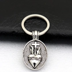 Catholic Christ Jesus Europe And America Retro Sacred Heart Cross Jewelry Necklace Pendant Car Keychain Pendant