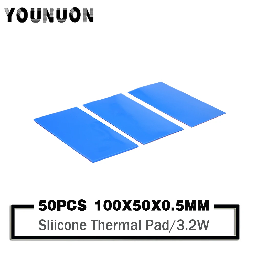 

50PCS 100X50X0.5MM Thermal Conductive Silicone Pads Heatsink Cooling Pad For Laptop IC GPU VGA Card 100mmx50mm 0.5mm Thickness