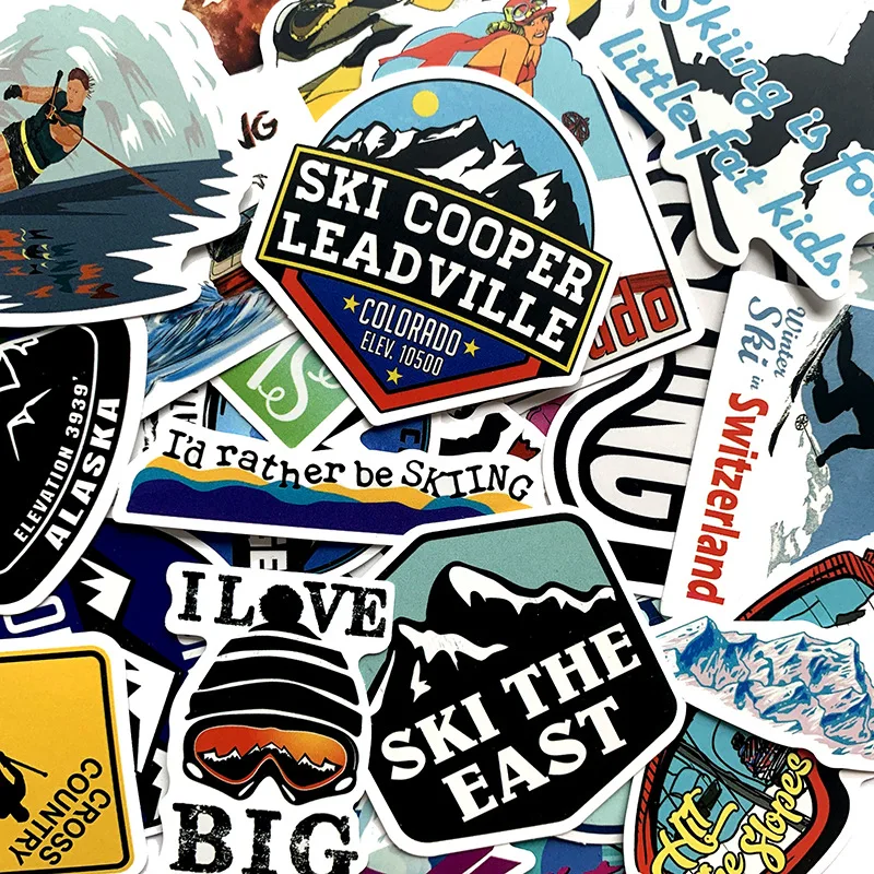 10/30/50Pcs Cartoon Ski Outdoor Stickers Waterproof Decal Laptop Motorcycle Luggage Snowboard Fridge  Car Sticker