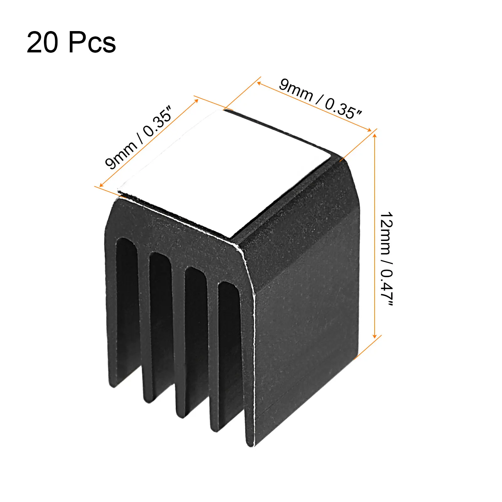 Uxcell Elektronischer Kühlermodul-Kühler, Aluminium-Kühlkörper, 9 x 9 x 12 mm, für CPU mit selbstklebendem Pad, Schwarz, 20 Stück