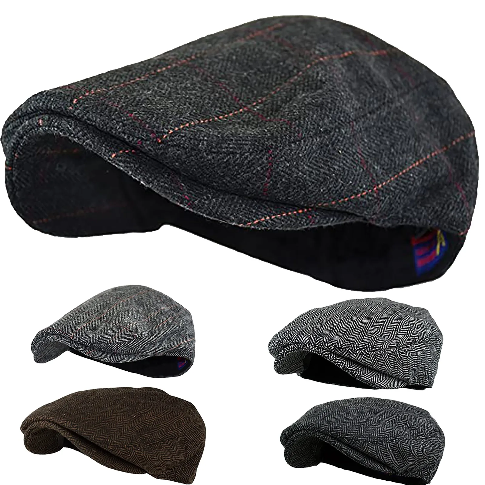 Top Selling  Men Women Soft Plaid Retro Hats Casul Breathable Winter bonnet Warm Comfort Beret женская балаклава [object object]