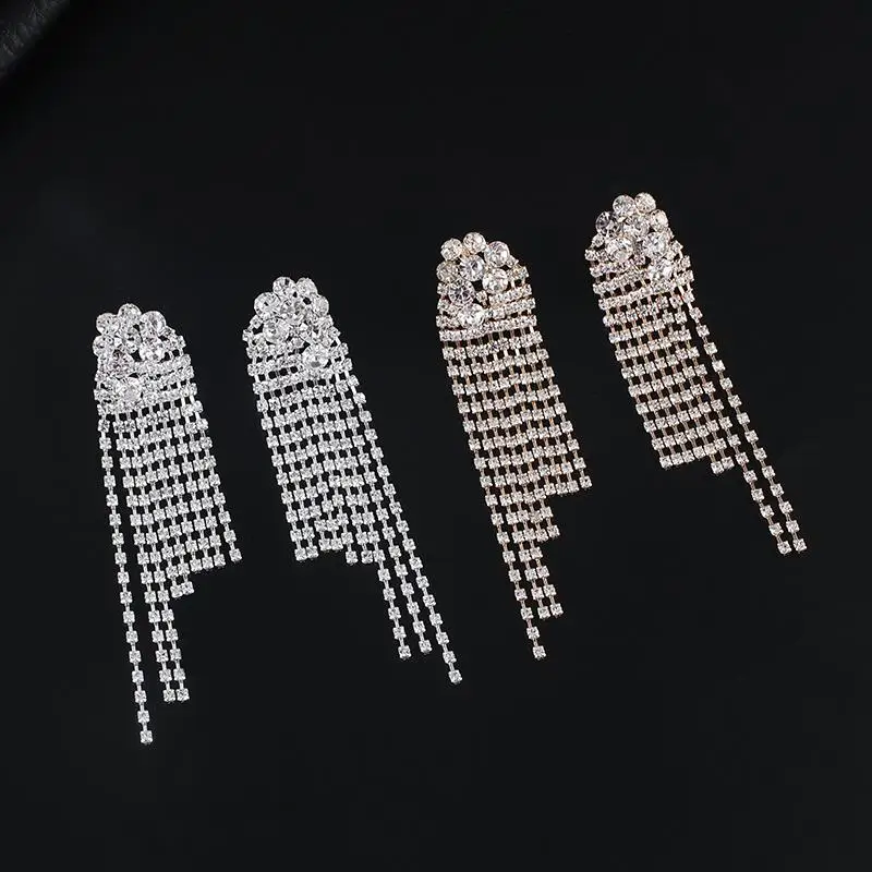 YFJEWE Fashion Luxury full Rhinestone Dangle Earrings Long Tassel Pendant Earrings Elegant for Women Jewelry Accessories E685