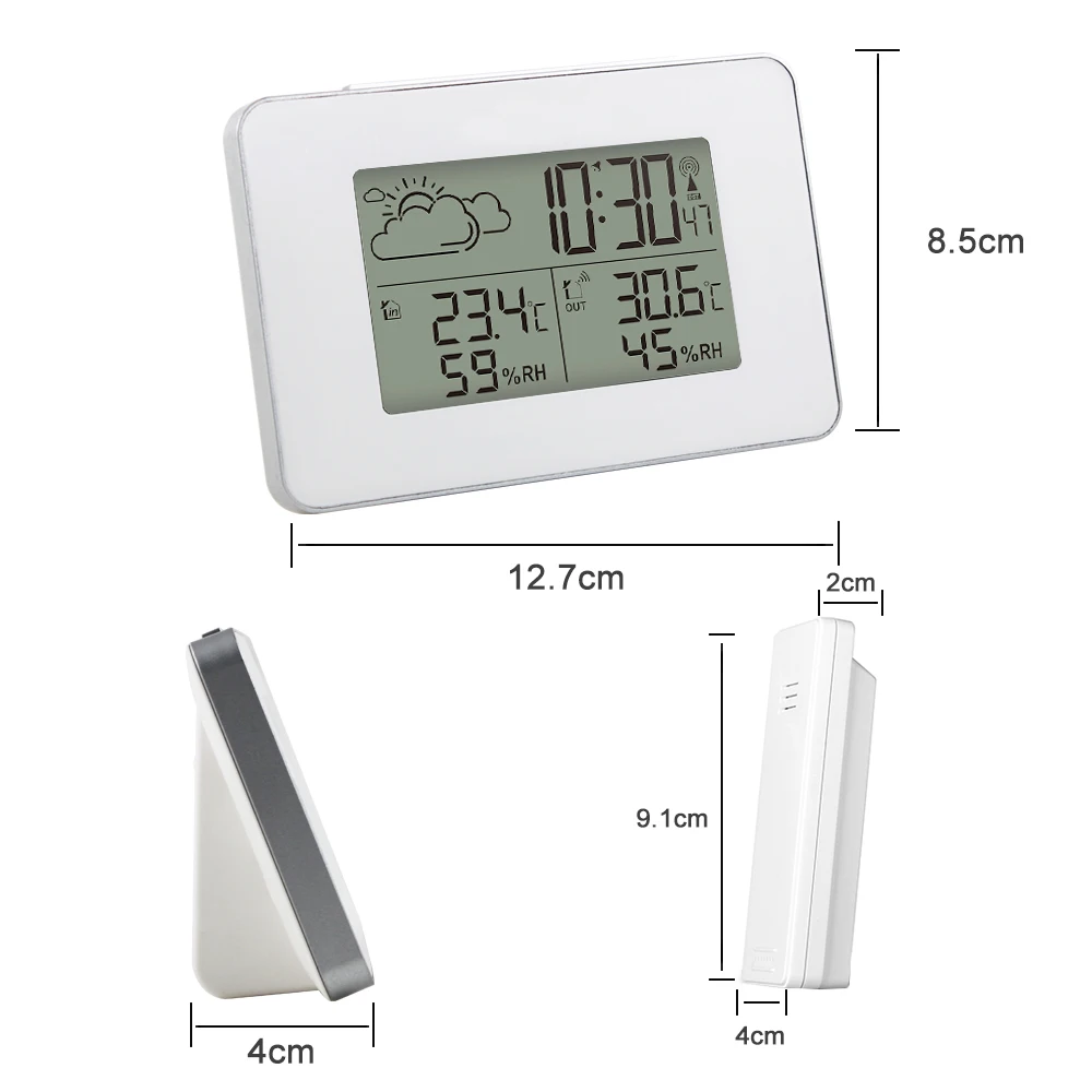 FanJu Alarm Clock Digital Watch Wireless Sensor Temperature Humidity Forecast Snooze Table Clocks DCF Weather Station Home Decor