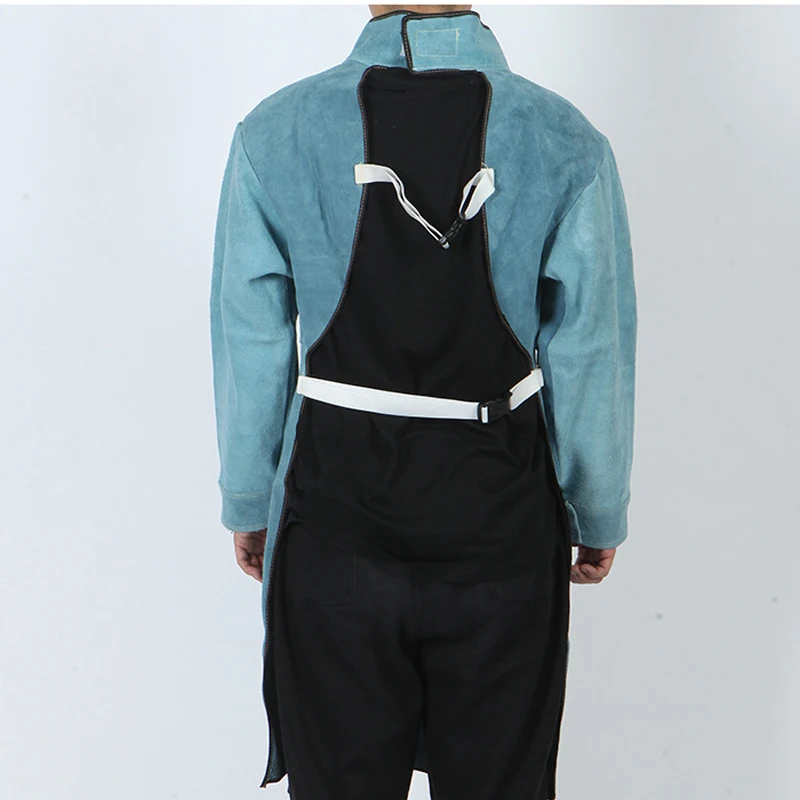 Welded Cowhide Long-Sleeved Apron Thermal Insulation And Wear-Resistant Mechanical Repair Steel Refining Work Protective Apron