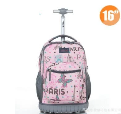 school bag wheels School Rolling backpack Bags kids travel trolley backpack 16 inch Children school wheeled backpack for girl