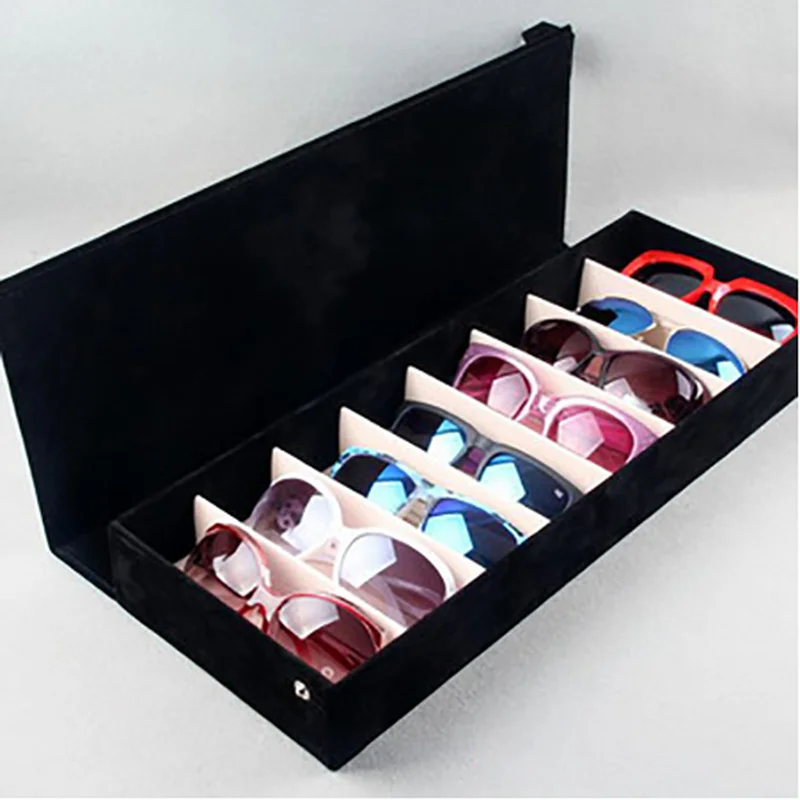 Glasses Case 8 Slot Grid Glasses Sunglasses Display Rack Holder Glasses Organizer Rectangle Sunglasses Storage Box WJ814