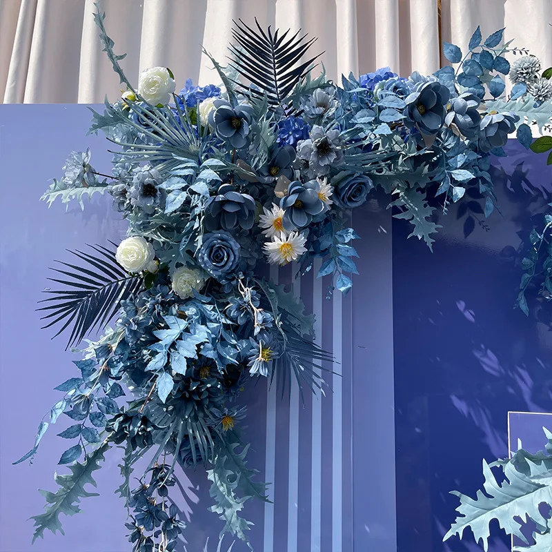 Artificial Fog blue Wedding silk Flower Plastic DIY Flower Arrangement Color Simulation Flower Christma Home House Deco Accessor
