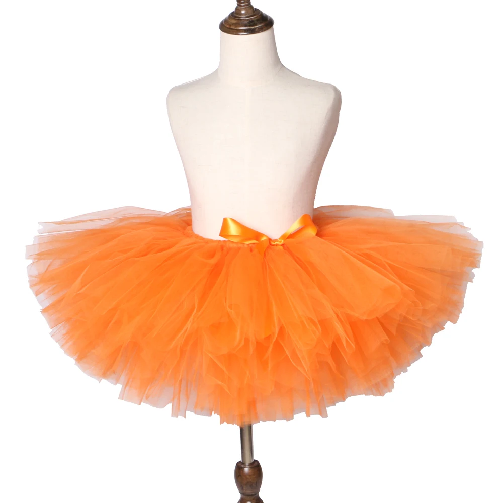 Orange Girls Tutu Skirt Fluffy Ballet Dance Skirts for Girls Children Tutu Kids Tulle Pettiskirt Birthday Party Baby Girl Skirt