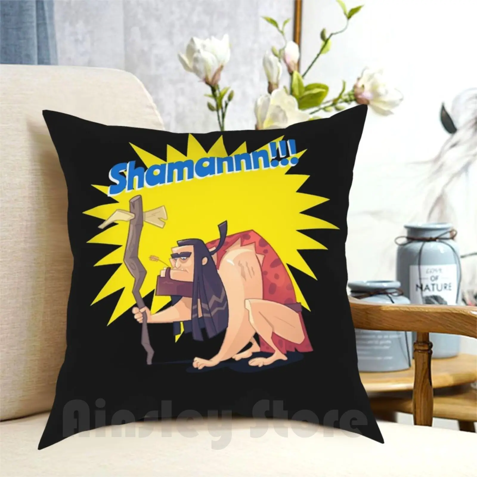 Shaman Pillow Case Printed Home Soft Throw Pillow Caveman Superhero