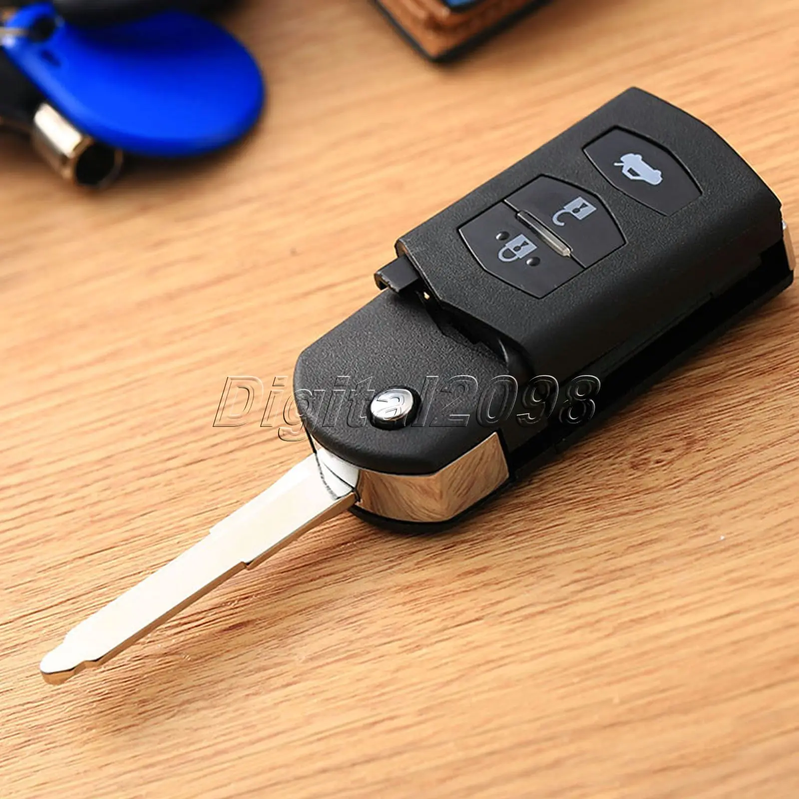 Yetaha 3 BUTTONS Remote Folding Flip Key Case Fob Pad Key Shell Replace Aoto Key Covers for MAZDA 2 3 5 6 RX8 MX5 3B