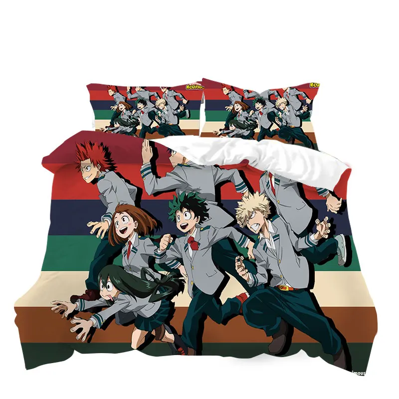 

3D My Hero Academia Bedding Set Cartoon Anime Character Printed Duvet Cover Sets for Kids Boys Bedroom Queen King Size Bed Sets