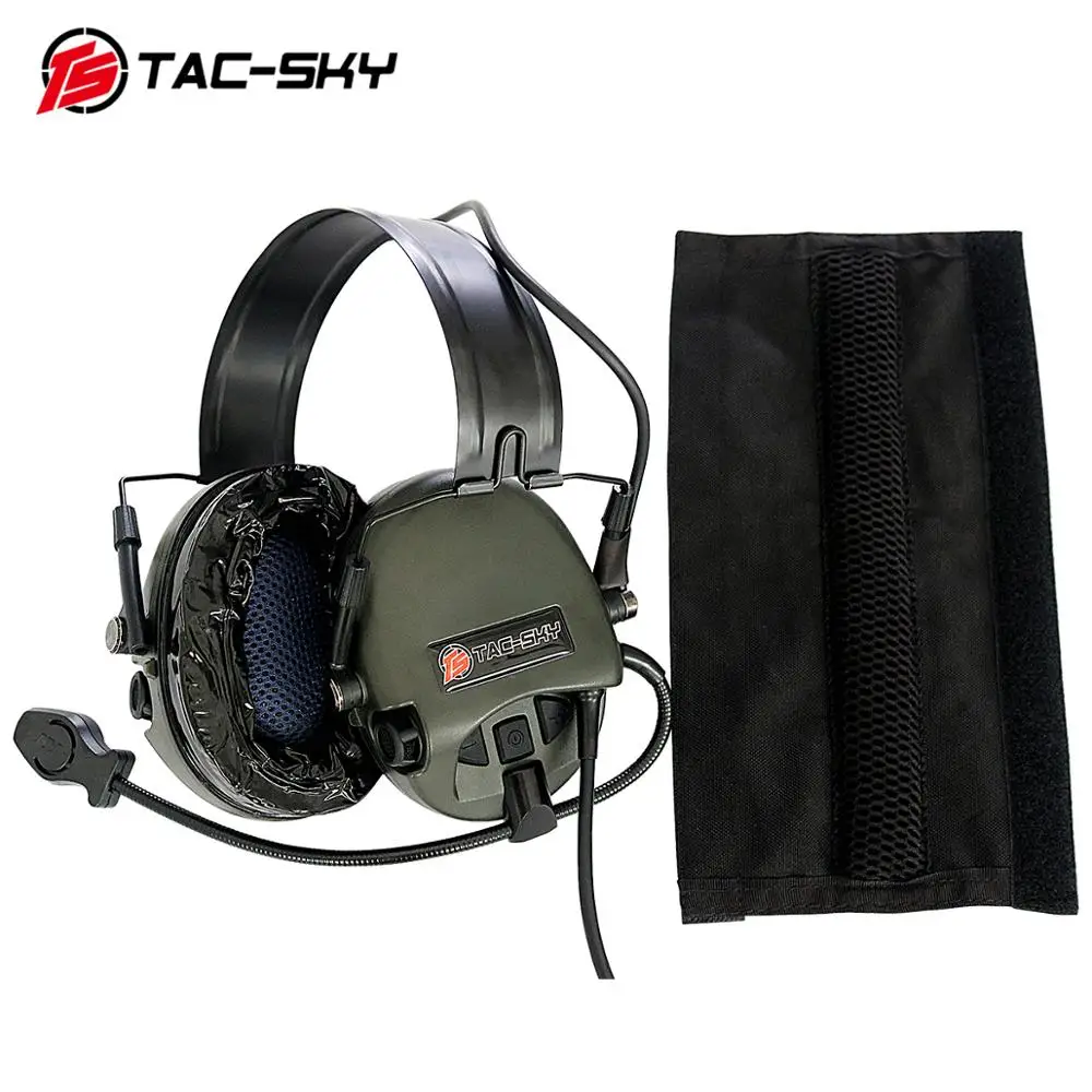 Ts TAC-SKY ao ar livre airsoft militar redução de ruído captador tático fone de ouvido chá hi-threat nível 1 protetores de orelha de silicone