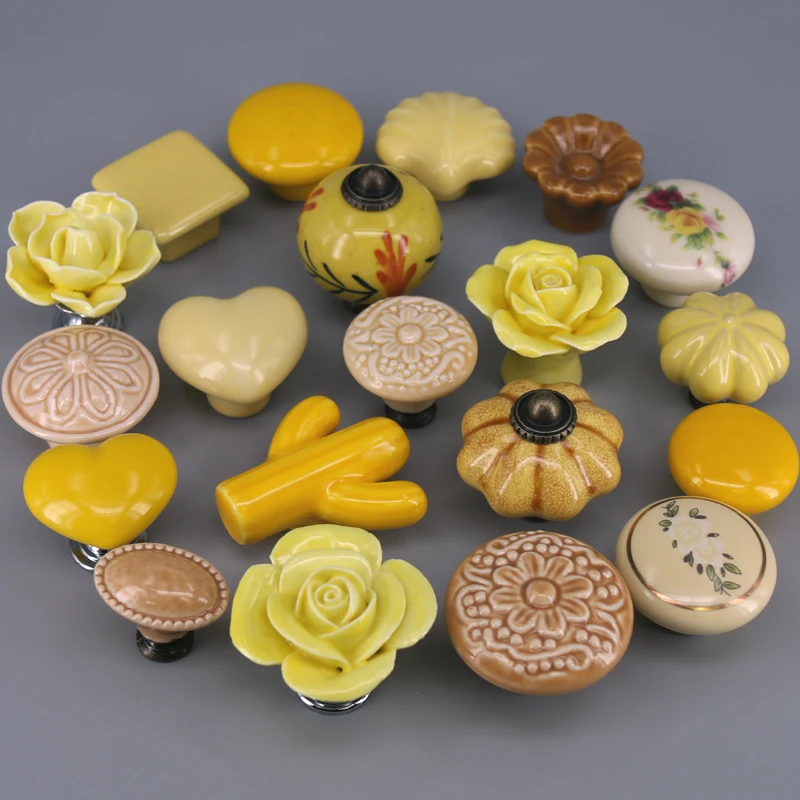1PC Multi-model ceramic furniture knobs Creative drawer cabinet knobs dresser cupboard door pull handle