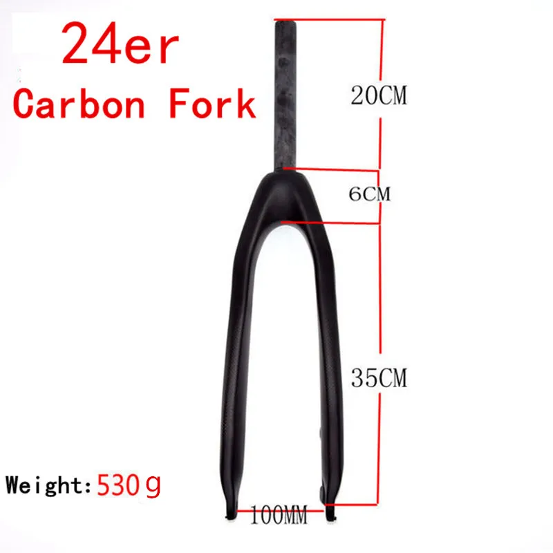 20/24er Full Carbon Fiber Mountain Bike Fork Hard Forks Fit Disc Brake Matte 1-1/8 28.6mm Carbon Forks