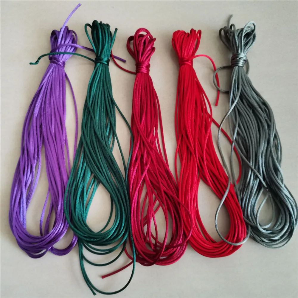 2mm X 20meters Beige Color Rattail Satin Cord Chinese Knot Braided String Jewelry Findings Beading Rope R734
