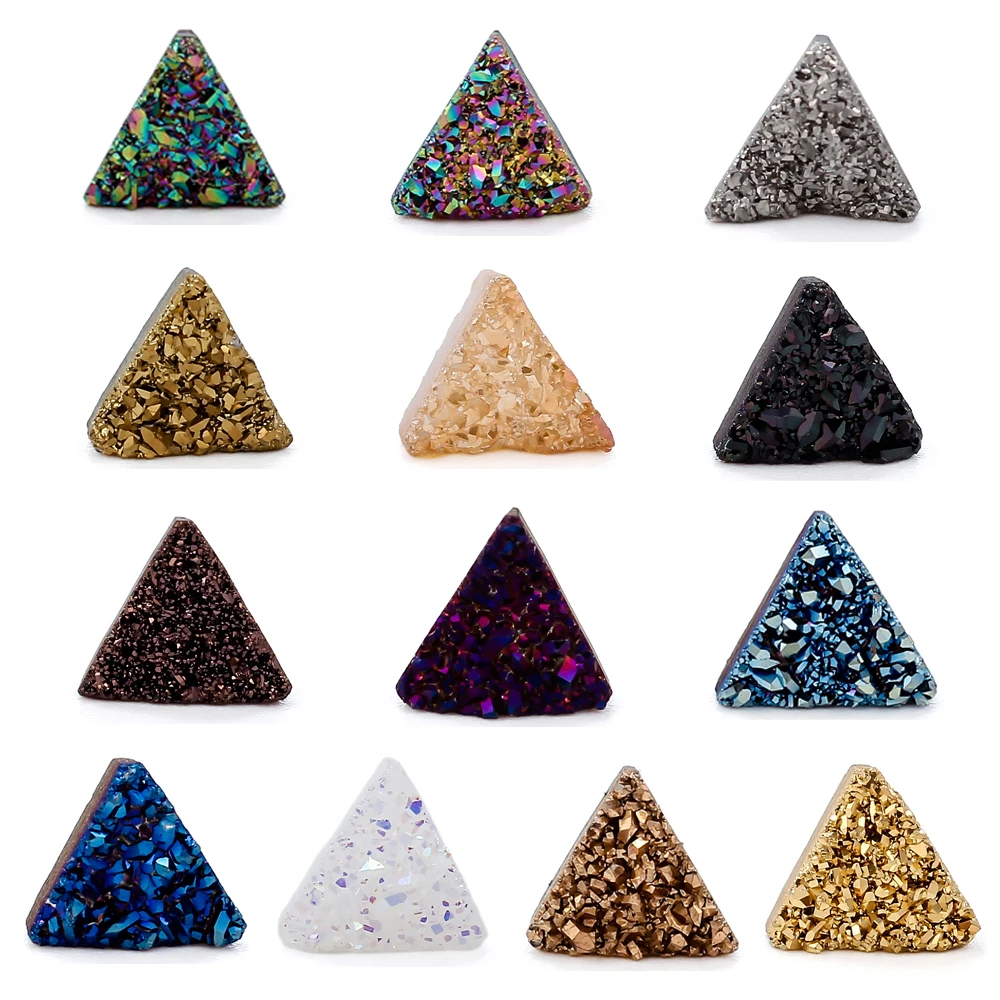 EYIKA Charm Opal Jewelry 10pcs/Lot Natural Druzy Stone Positive Triangle Shape 6mm/8mm Drusy DIY Bead for Earring Jewelry Making