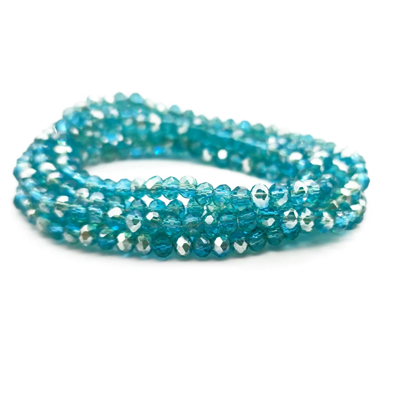 2 3 4 6 8mm Blue Clear Crystal Beads Round Faceted Glass Loose Beads for Jewelry Making DIY Bracelet Necklace Accessories