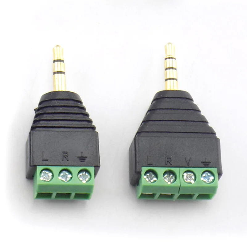 3.5mm Jack Headphone Plug 3 Pole/4 Pole Stereo Solderless Connector Audio Head To Terminal DIY Plug