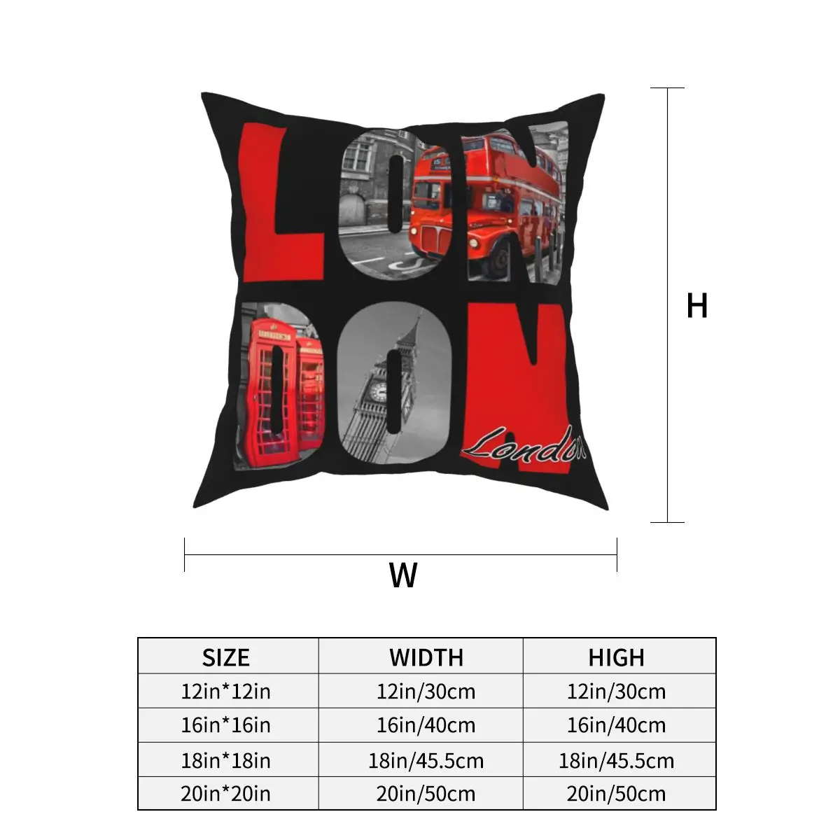 Souvenir Of London Pillowcases Home Bus British Red Print English Letters UK Cushion Case Decor Throw Pillow Case 40*40cm