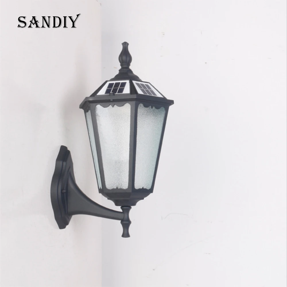 

European Style Solar Light Retro Outdoor Solar Lamp Powered Sunlight Wall Light Waterproof Sensor Street Light Garden Decoration