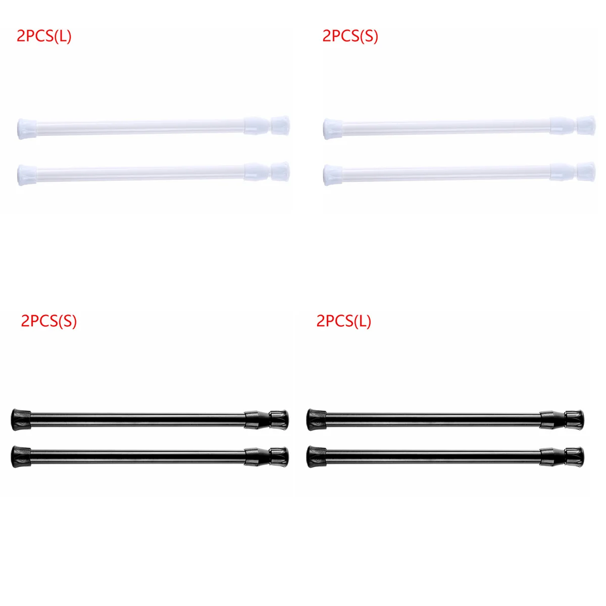 2 Tension Curtain Rods Extensible Spring Metal Curtains Rail No Drilling Mounted Clothes Towel Hanging Pole Bathroom Shower Rod