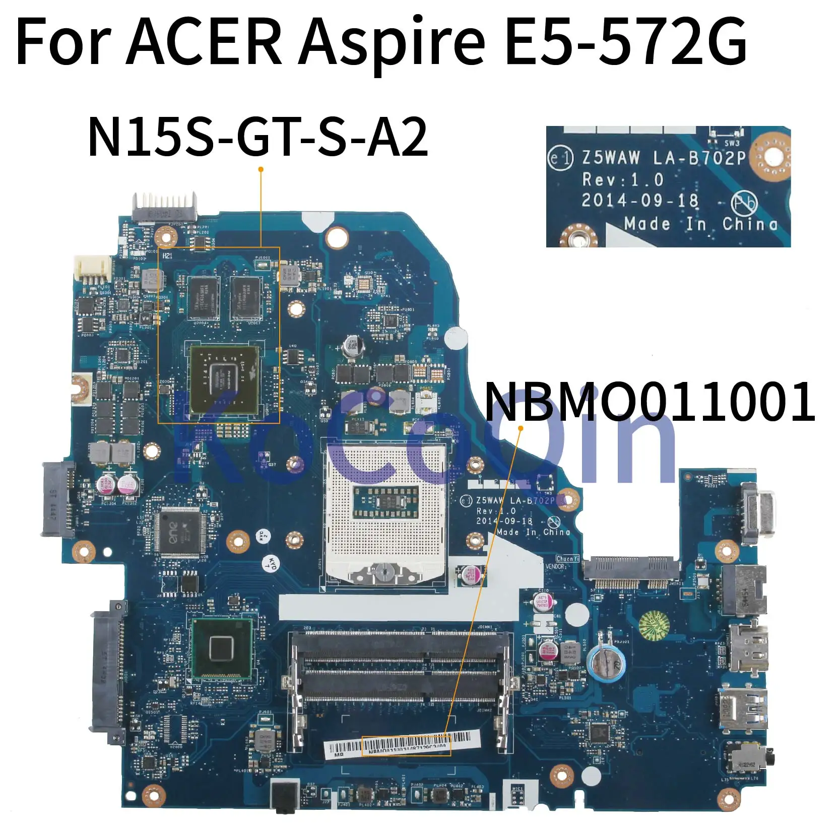 Imagem -02 - Kocoqin-placa-mãe para Notebook Acer Aspire Drive Drive Z5waw Segunda Peça Sr17e Nbmo011001