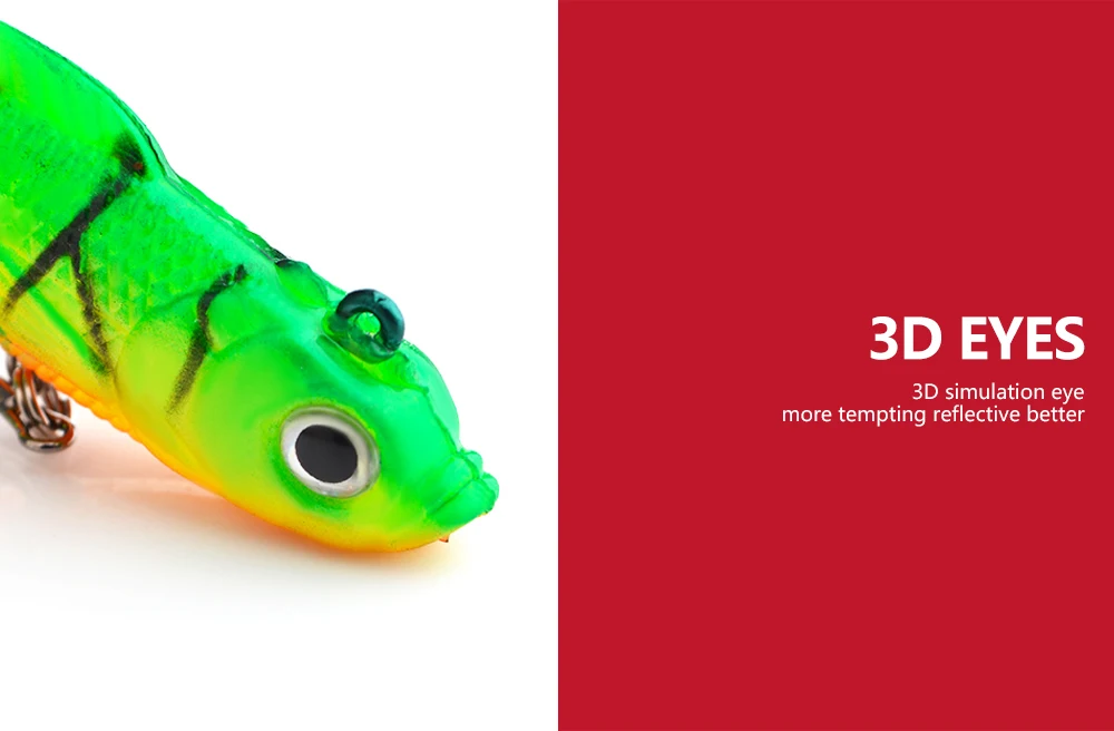 NGB 1 Stück 8/10CM Weichköder mit 3D-Augen Dreifachhaken Weichköder Bass-Köder Dreifachhaken Angelzubehör – Detail 4