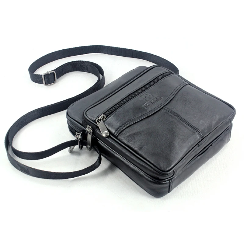 

Fashion Lamb skin Leather Men's messenger Bag Genuine Leather Shoulder bag for men Casual Crossbody Bag small Bag Black M014#