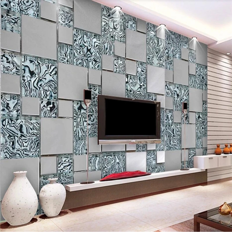 wellyu Customized Wallpaper 3d Fashion Home Business Fashion Square Metal Background Living Room Background Wallpaper