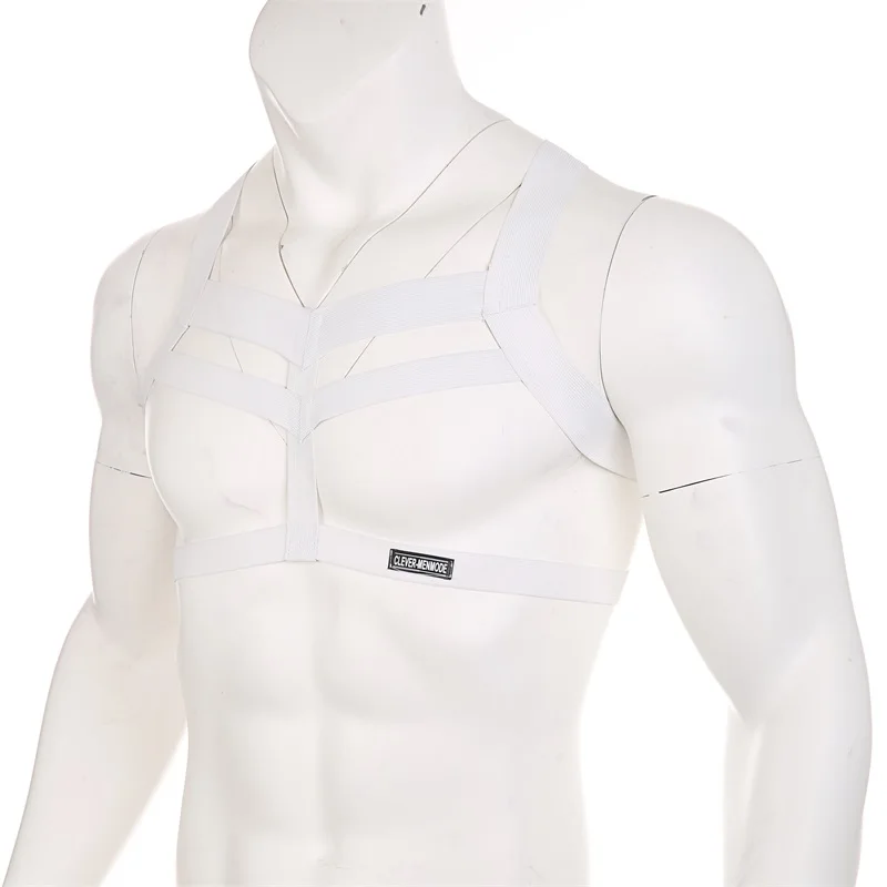 CLEVER-MENMODE Hommes Bondage Corps Poitrine SFP Costume Mâle artificiel astique Sangle Lingerie Halter Cou Discothèque hombre Creux Vêtements