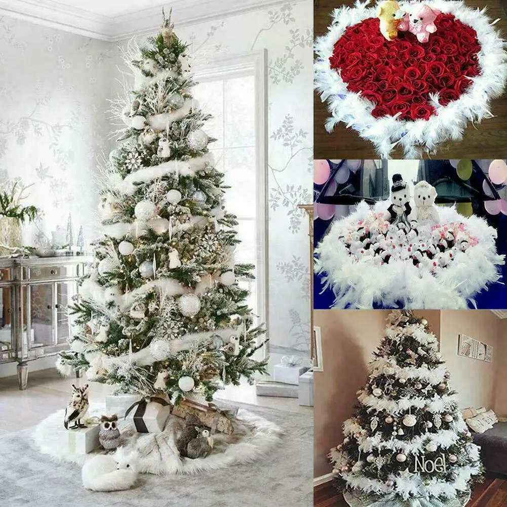 

Christmas Decorations Home decorations 2M Christmas Tree White Feather Boa Strip Xmas Ribbon Party Garland Decor Christmas Tree