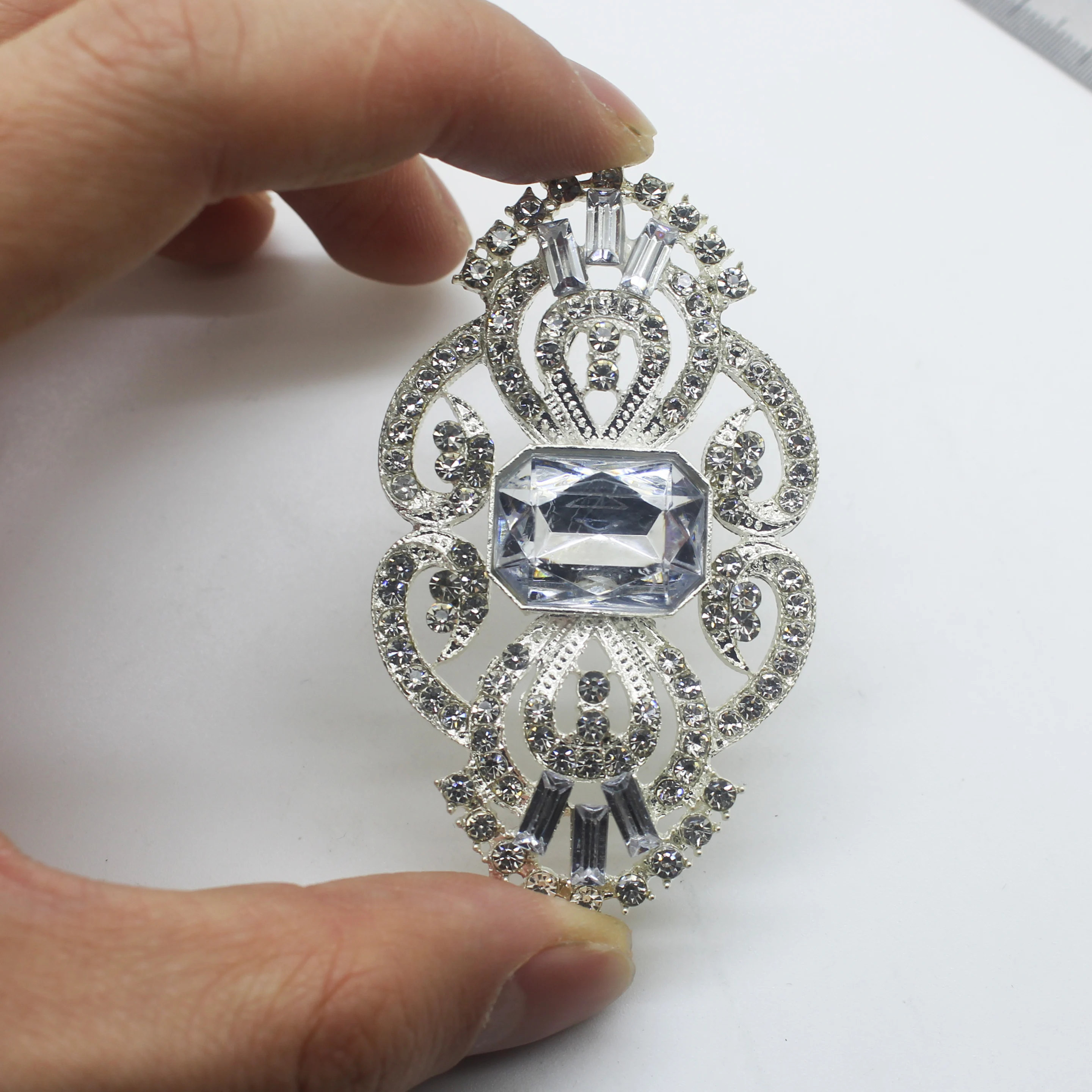 Fashion 2Pc/lot 38x67mm New style Crystal Rhinestone Metal Decorative Craft Accessories DIY Clothing Sewing Supplies