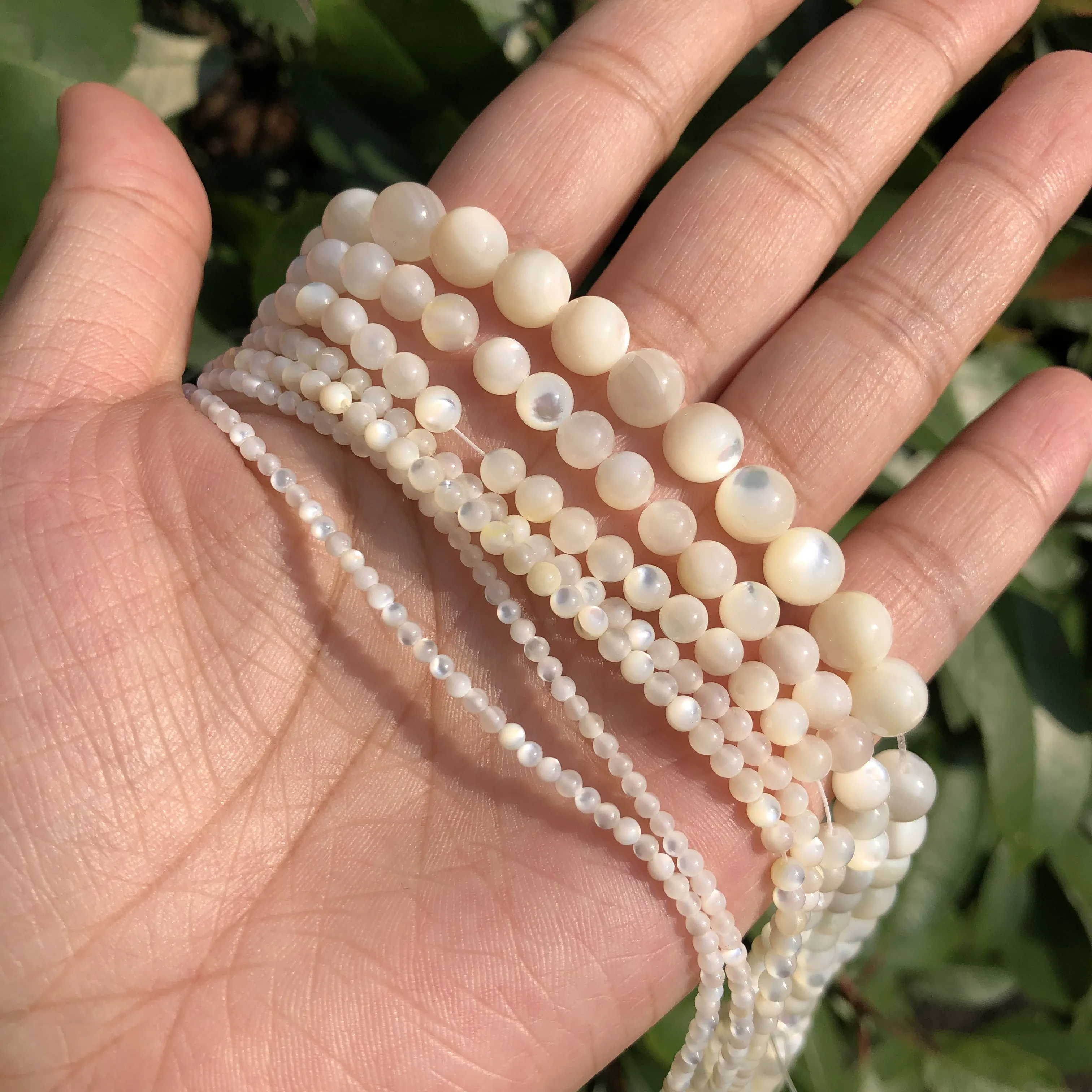 1 Row Fengbaowu Natural Beige Shell Beads Mother Of Pearl Piercing Loose Spacer Beads Jewelry Making For Bracelet Necklace DIY