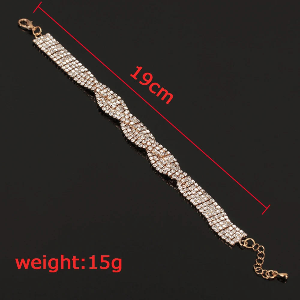 AINAMEI Fashion Wedding Bracelets & Bangles full Rhinestone Chain Bracelets For Women Bridal Jewelry Girls Accessories