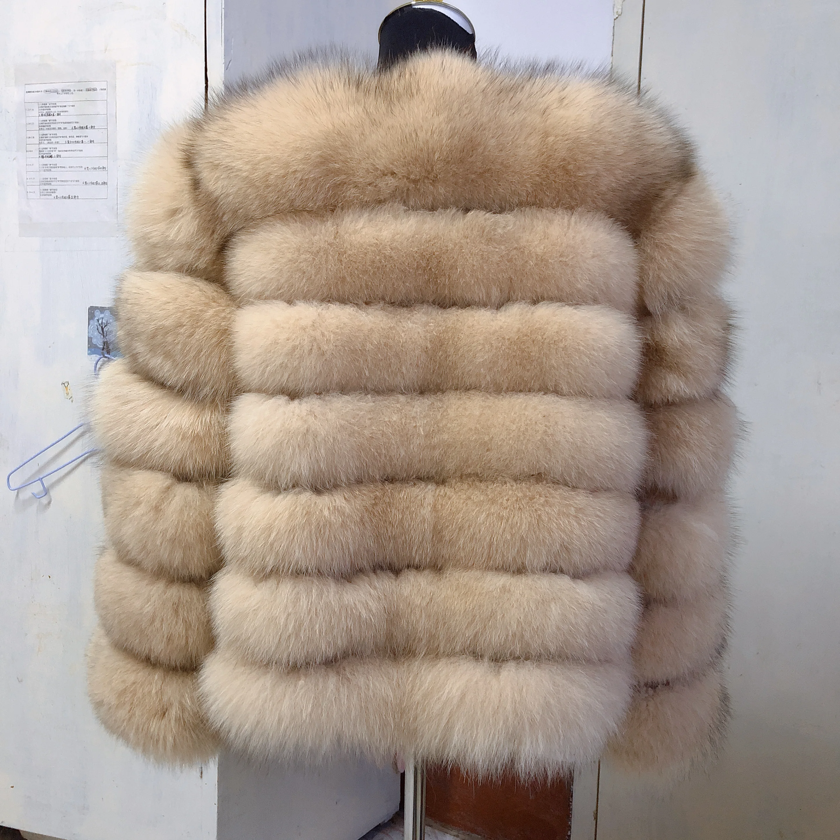 Manteau en fourrure naturelle de renard pour femme, veste chaude d'hiver, longueur de 70cm, gilet de haute qualité