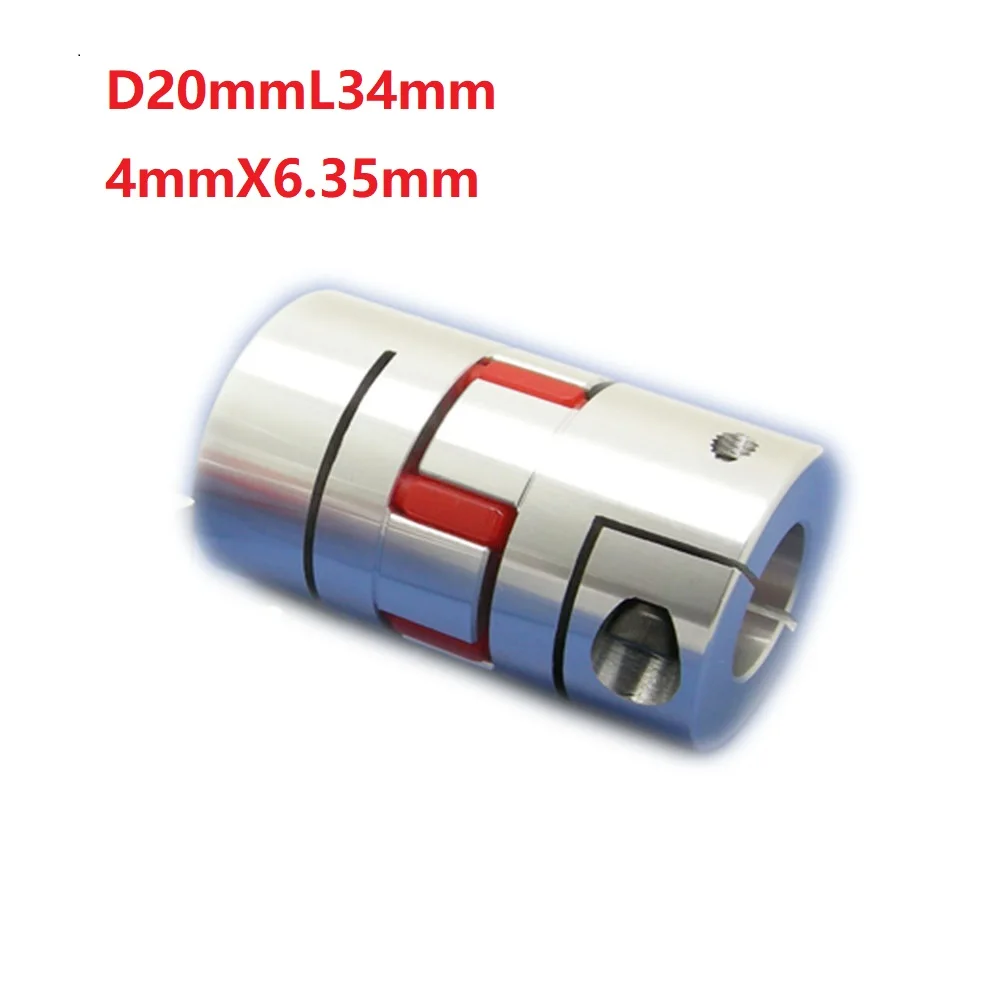 

1pcs 4x6.35 4mm to 6.35mm D20L34 Aluminium Shaft Plum Coupling Motor Connector Flexible shaft CNC Parts