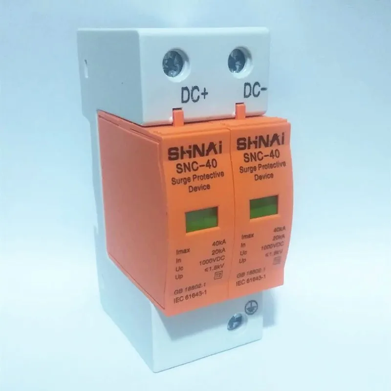 Surge Protective Device SPD DC 500V  800V 1000V 2P  DC1000V 20KA 40KA  Low-voltage Arrester  House din rail 2 Poles Protector