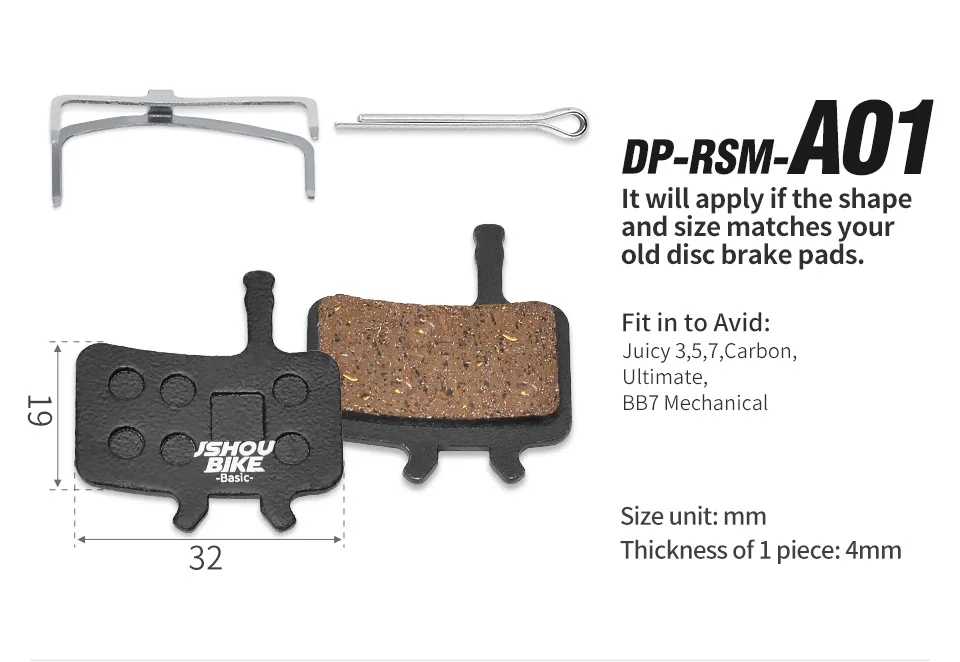 JSHOUBIKE Fahrrad-Bremsbeläge, halbmetallisch, für SHIMANO, SRAM, AVID, HAYES, Magura, Fahrradteile, Bremsbeläge, Fahrradzubehör. – Detail 4
